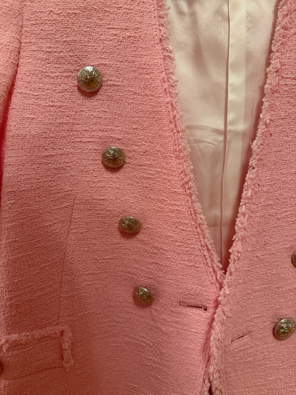 Zara Pink Tweed Double-Breasted Blazer - Picture 3 of 3